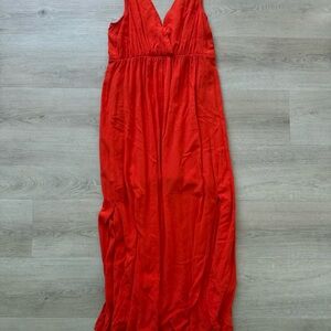 Vibrant Orange Flowy Maxi Sundress